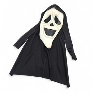 Fun World "Smiley" Scream Face Mask Hood Ghost Costume Halloween Grim Reaper